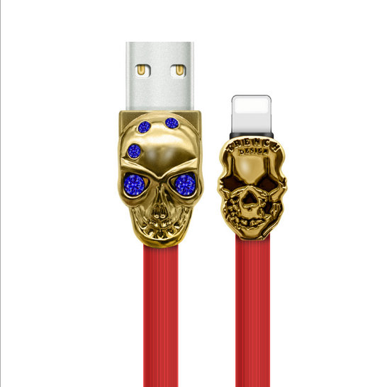 Blue diamond skulls phone cable